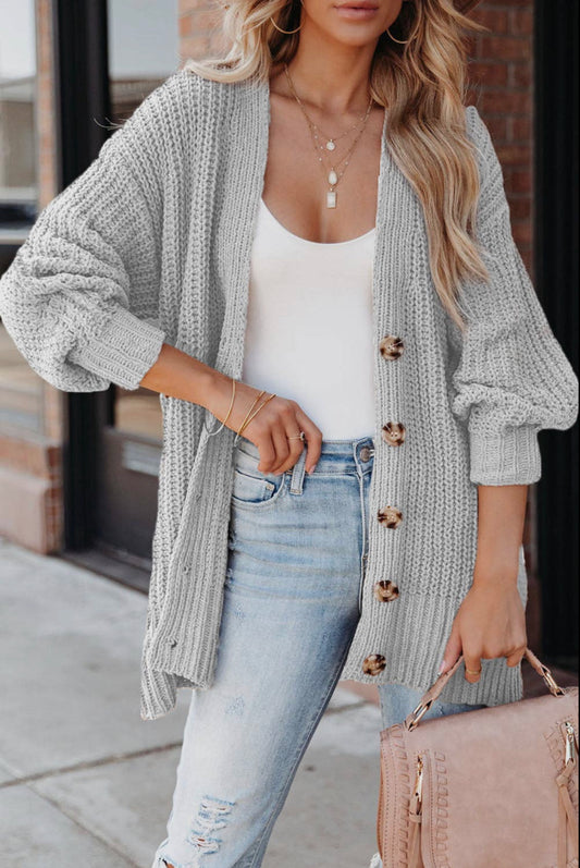 Gray Buttoned Cardigan